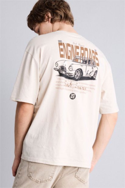 100% мақта Boxy Fit баспалы футболка