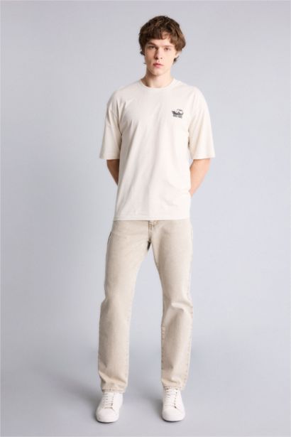 100% мақта Boxy Fit баспалы футболка