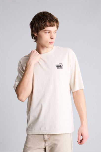 100% мақта Boxy Fit баспалы футболка