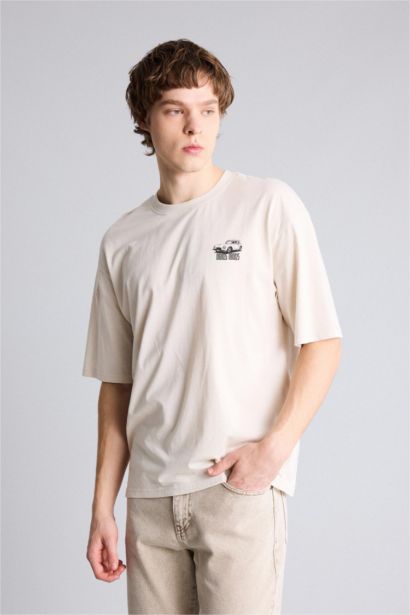 100% мақта Boxy Fit баспалы футболка