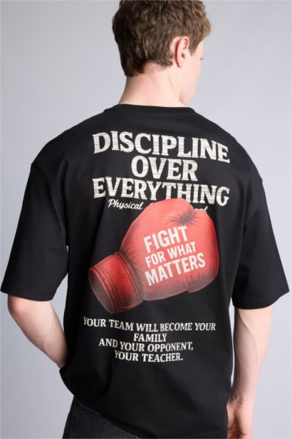 100% мақта Boxy Fit баспалы футболка