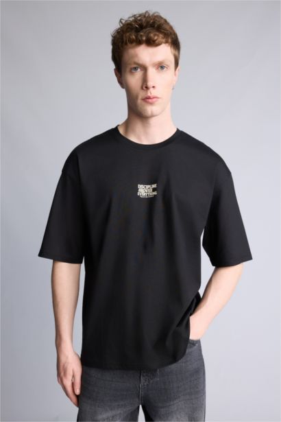 100% мақта Boxy Fit баспалы футболка