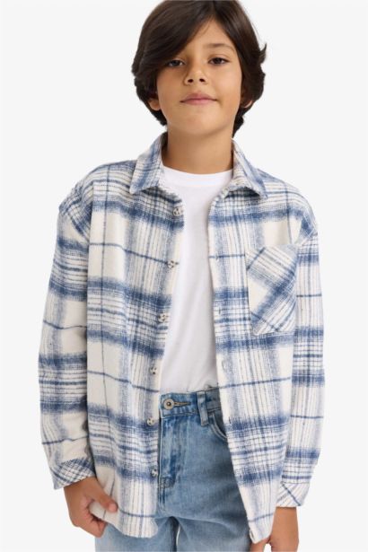 Oversize Fit Plaid Long Sleeve Shirt