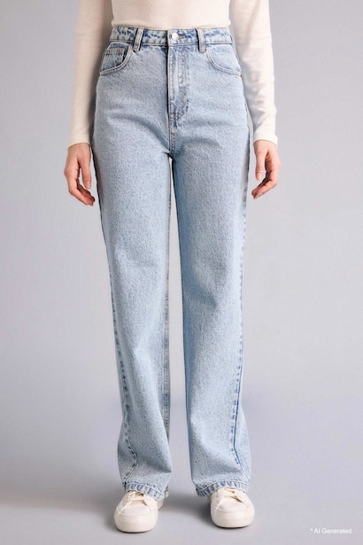 Straight Leg High Waist Large Jeans