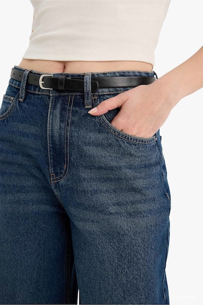 Jean culotte taille haute lavé