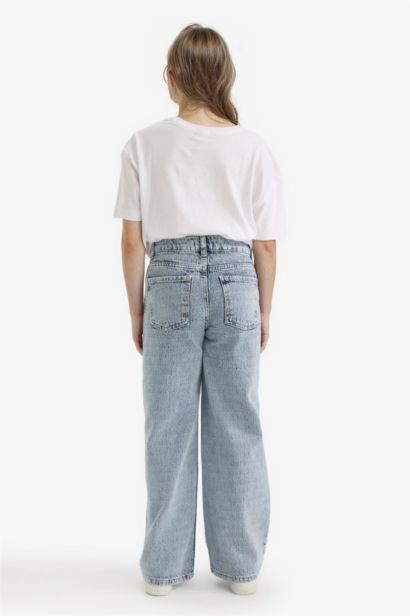 Straight Wide Fit Geniş Paça Jean Pantolon Kız Çocuk