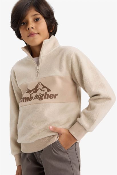 Boy Half Zip Printed Fleece Sweatshirt