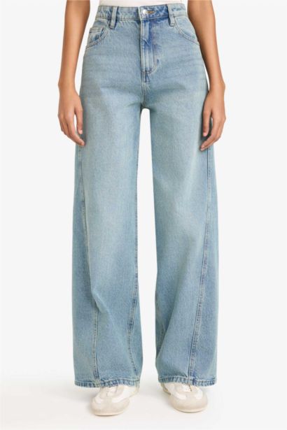 Длинные джинсы Wide Leg с высокой талией и прямыми штанинами