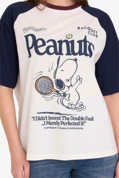 Snoopy Oversize дөңгелек жағалы баспалы қысқа жеңді футболка