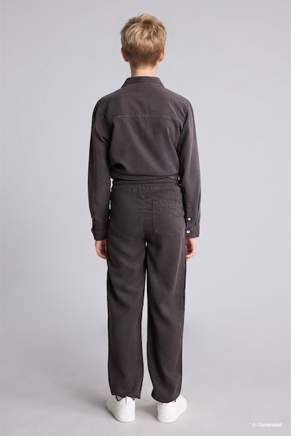 Boy Regular Fit Straight Leg Flowy Fabric Trousers