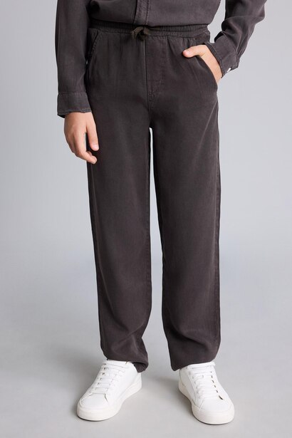 Boy Regular Fit Straight Leg Flowy Fabric Trousers