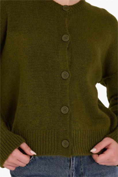 كارديجان تريكو صوف قصة عادية برقبة مستديرة