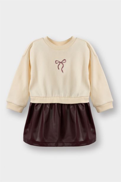 Baskılı Uzun Kollu Sweatshirt Elbise Kız Bebek