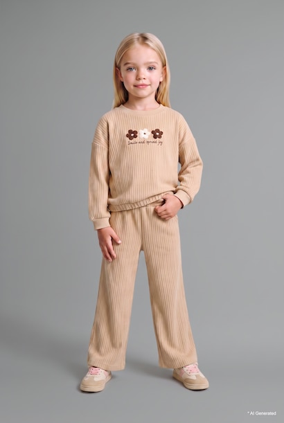 2'li Takım Çiçekli Sweatshirt Eşofman Altı Kız Bebek
