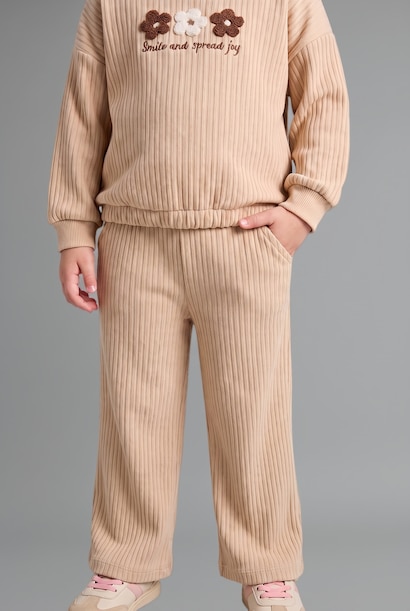 2'li Takım Çiçekli Sweatshirt Eşofman Altı Kız Bebek