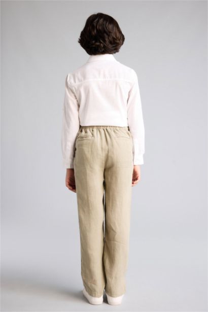 بنطلون كتان اولادي قصة عادية برجل عادية بجيب