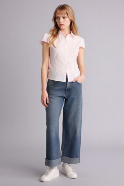 Slim Fit Shirt Collar Short Sleeve Shirt