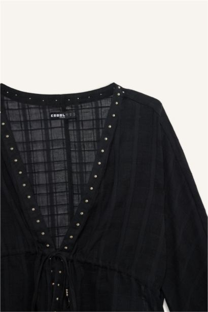 Coool қалыпты пішім v жаға Ұзын Жеңді Блуза