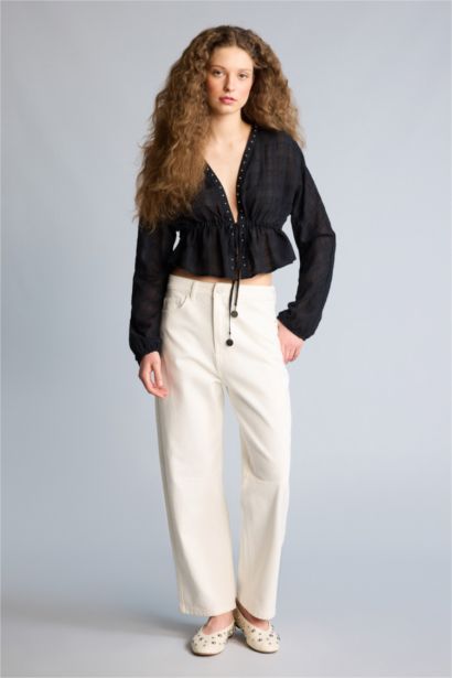 Regular Fit V-Neck Coool Long Sleeve Blouse