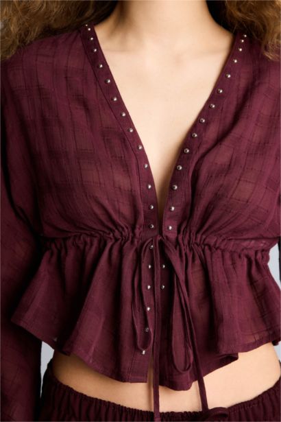 Coool қалыпты пішім v жаға Ұзын Жеңді Блуза