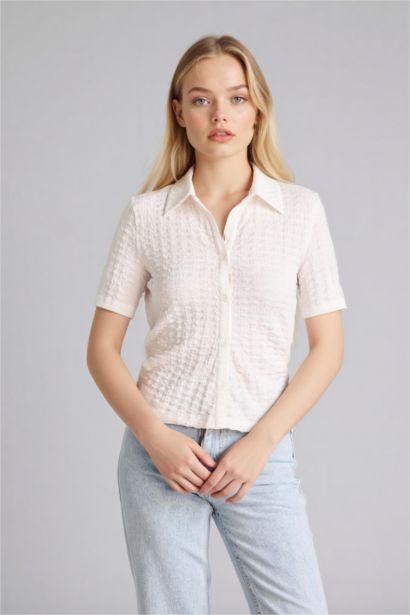 Рубашка с коротким рукавом приталенного кроя креп для женщин Coool