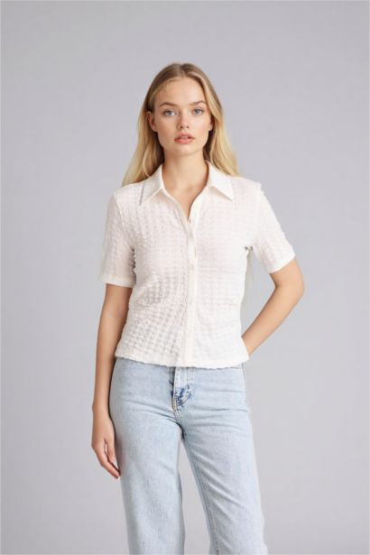 Рубашка с коротким рукавом приталенного кроя креп для женщин Coool