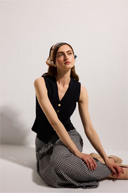 Fıtted V Yaka Triko Yelek