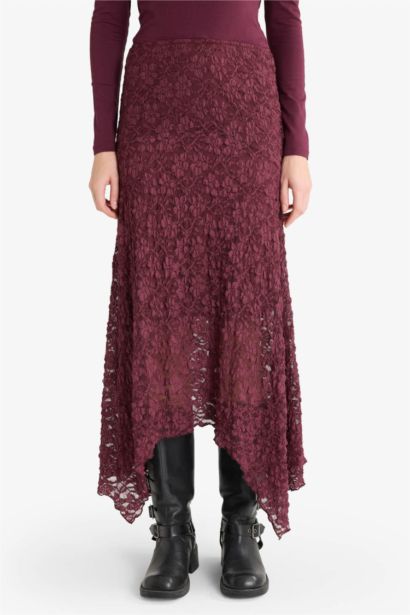 A Form Normal Bel Dantel Midi Etek