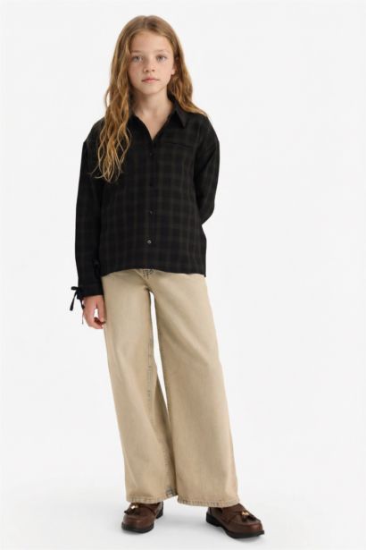 Chemise à manches longues à carreaux pour fille