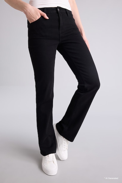 Flare Fit Normal Waist Gabardine Trousers