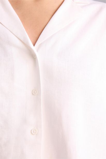 Рубашка с коротким рукавом оверсайз из льна для женщин