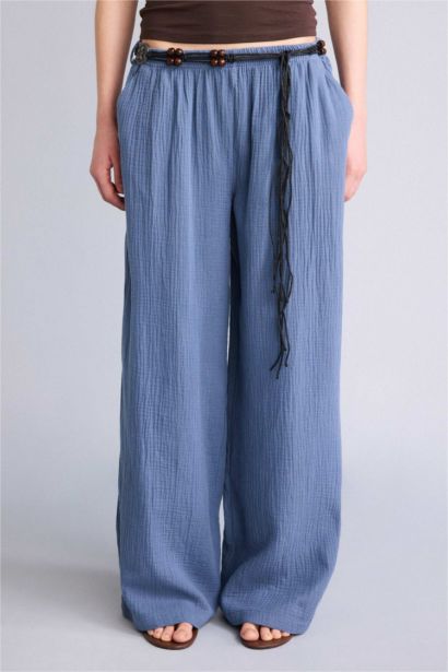 Муслиновые брюки Wide Leg стандартной длины с нормальной посадкой и деталью кармана
