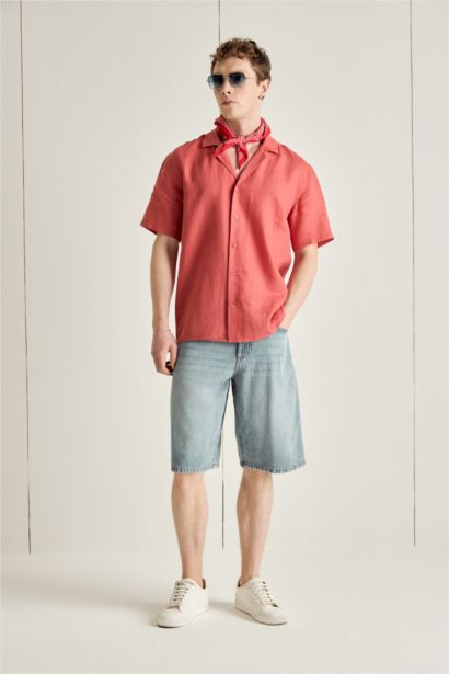 Regular Fit Linen Short Sleeve Shirt