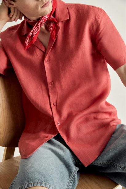 Regular Fit Linen Short Sleeve Shirt