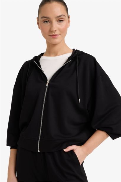 Boxy Fit Zip-Up Hoodie