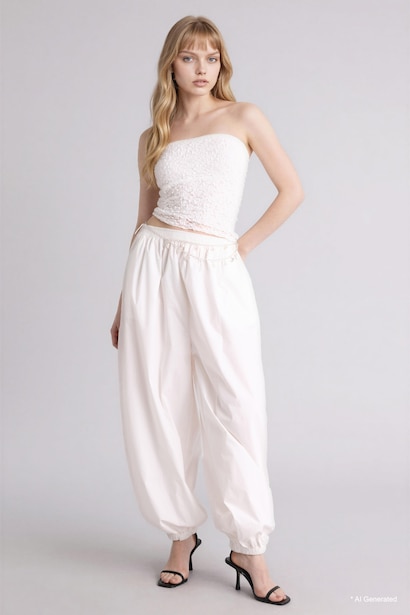 Balloon Fit Poplin Trousers