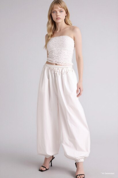 Balloon Fit Poplin Trousers