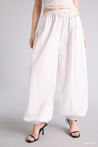 Balloon Fit Poplin Trousers