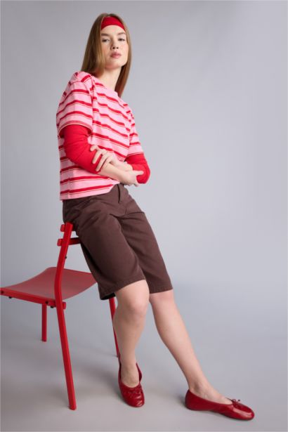 Орташа белді тік балақ габардин бермуд