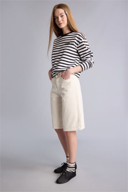 Орташа белді тік балақ габардин бермуд