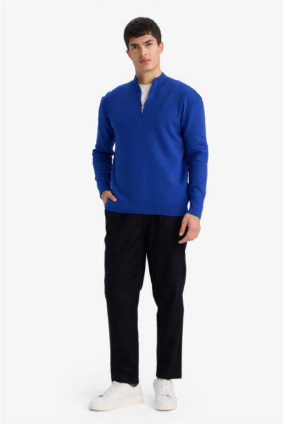 Pull en maille à col montant zippé Coupe standard