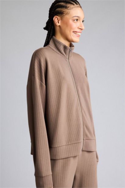 Кардиган оверсайз из модала с воротником-стойкой