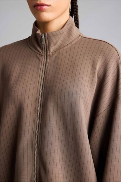 Кардиган оверсайз из модала с воротником-стойкой