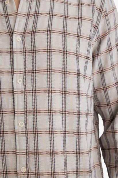Regular Fit Polo Collar Flannel Long Sleeve Shirt