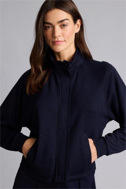 Relax Fit Mandarin Collar Zip Up Jacket