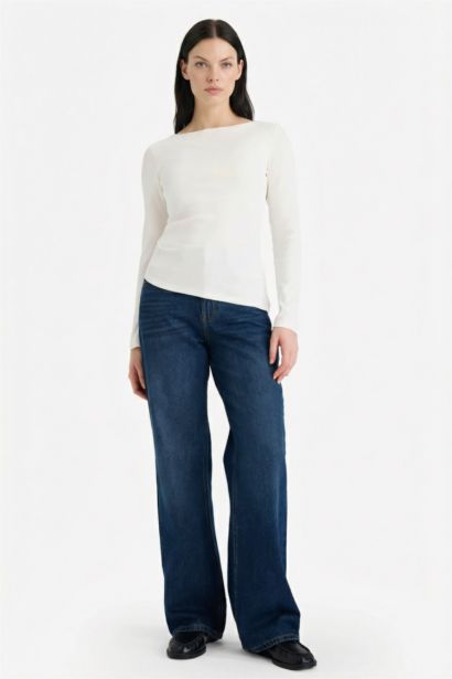 Slim Fit Crew Neck Ribbed Long Sleeve T-Shirt