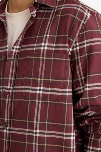 Regular Fıt Polo Yaka Flanel Uzun Kollu Gömlek