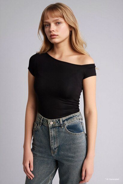 Fitted Kısa kollu Modal Bluz