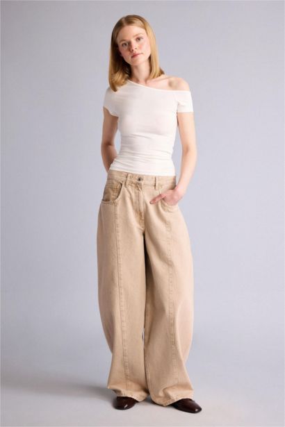 Fitted Omzu Açık Modal Tişört