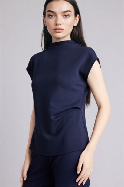 Slim Fit Half Turtleneck Pique Short Sleeve T-Shirt